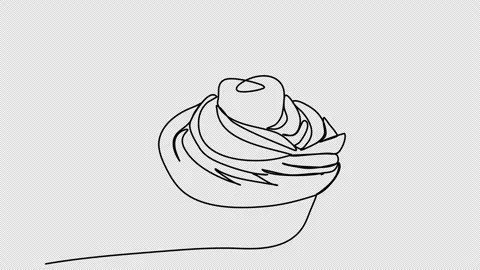 Cupcake, one line drawing animation. Video clip with alpha channel. Stock Footage 264918550