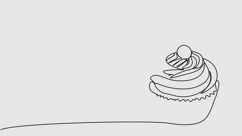 Cupcake, one line drawing animation. Video clip with alpha channel. Stock Footage 264918576