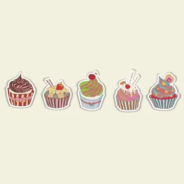 Cupcake pattern border Stock Illustration