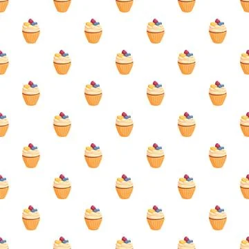 Cupcake pattern creating sweet food background concept Stock Illustration
