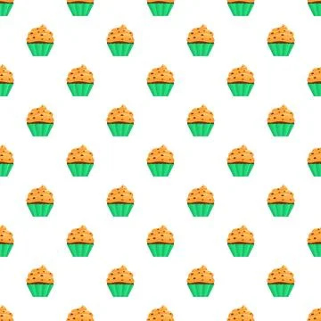Cupcake pattern creating sweet food wallpaper dessert background 스톡 일러스트