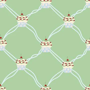 Cupcake Pattern Design for Confectionery and Bakery Use Stock Illustration