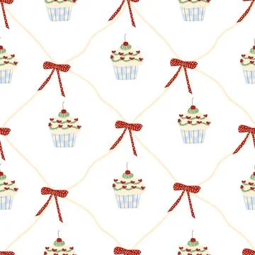 Cupcake Pattern Design for Confectionery and Bakery Themes Stock Illustration