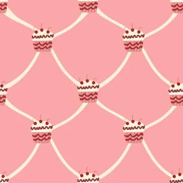 Cupcake Pattern Design for Confectionery and Bakery Themes Stock Illustration