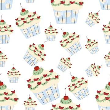 Cupcake Pattern Design for Confectionery and Bakery Themes Stock Illustration