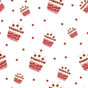 Cupcake Pattern Design for Confectionery and Bakery Use Illustrazione stock