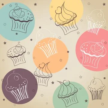 Cupcake pattern Illustrazione stock