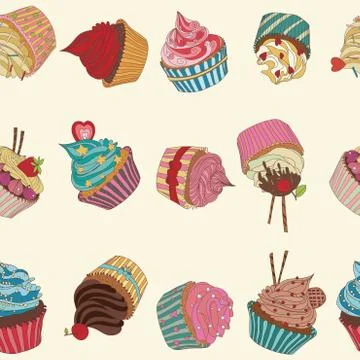 Cupcake pattern Stock Illustration