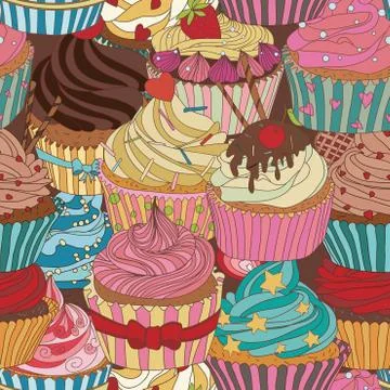 Cupcake pattern Stock Illustration