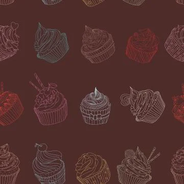 Cupcake pattern Stock Illustration
