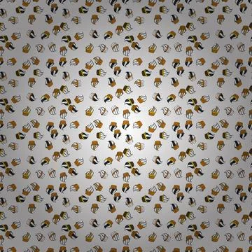 Cupcake pattern. Nice birthday pattern on black, white and orange. Vector illust Stock Illustration