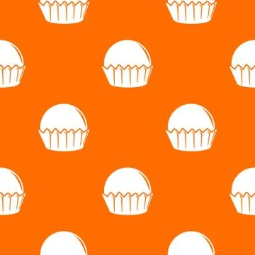 Cupcake pattern vector orange 스톡 일러스트