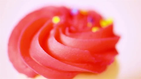 Cupcake with Pink Icing Stock Footage 71421677