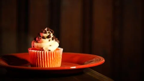 Cupcake on Plate Stock Photos