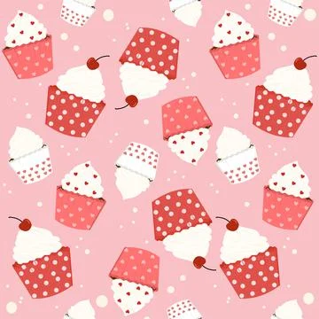 Cupcake Seamless Pattern Background Stock Illustration