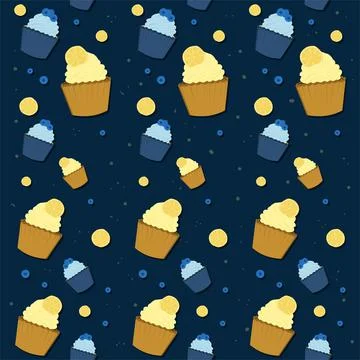 Cupcake Seamless Pattern Background Stock Illustration