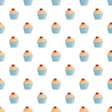 Cupcake seamless pattern creating sweet food background Stock Illustration