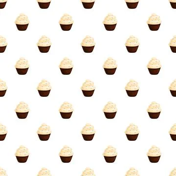 Cupcake seamless pattern creating sweet dessert background Stock Illustration