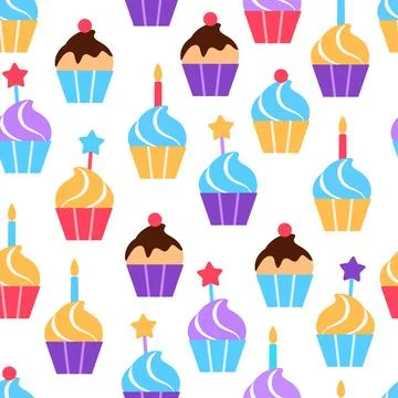 Cupcake seamless pattern design. Stock Illustration