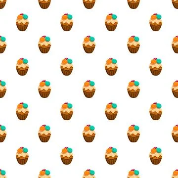 Cupcake seamless pattern featuring sweet baked treats Stock Illustration