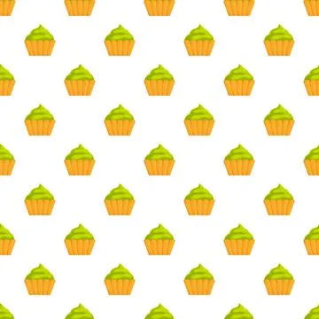 Cupcake seamless pattern with green frosting illustration Stock Illustration