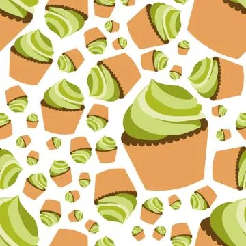 Cupcake seamless pattern Stock Illustration