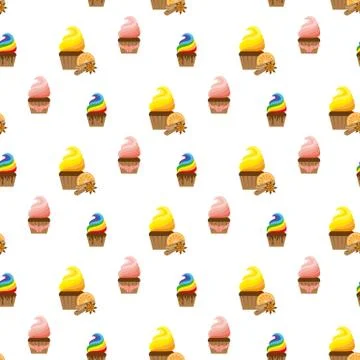 Cupcake. Seamless pattern. Stock Illustration