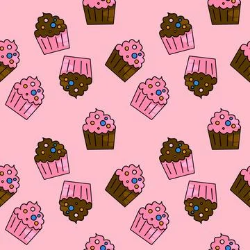 Cupcake seamless pattern Stock Illustration