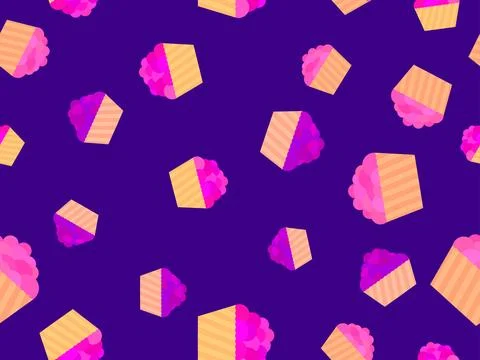Cupcake seamless pattern. Multi Colored cupcakes, sweet pastries. Festive c.. Illustrazione stock
