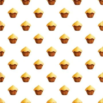Cupcake seamless pattern repeating sweet dessert background Illustrazione stock