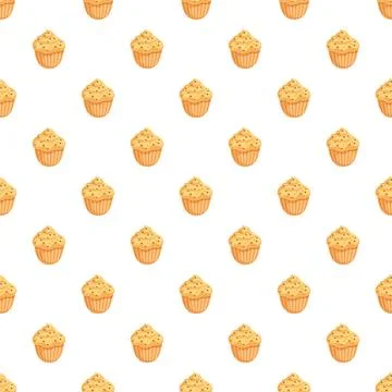 Cupcake seamless pattern repeating sweet dessert background Stock Illustration
