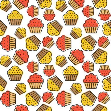 Cupcake seamless pattern for use as background or wrapping paper gift Stock Illustration