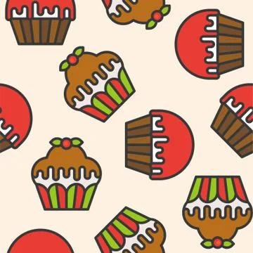 Cupcake seamless pattern for use as background or wrapping paper gift Illustrazione stock