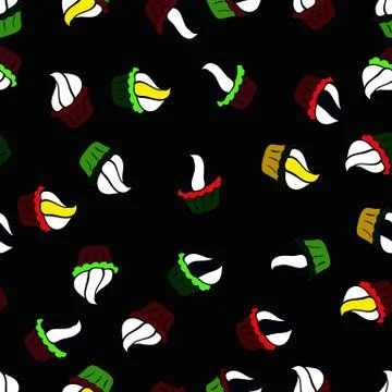 Cupcake seamless pattern. Wrapping paper. Sweets background design. Vector illus Illustrazione stock