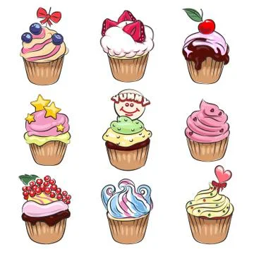 Cupcake set Stock Illustration