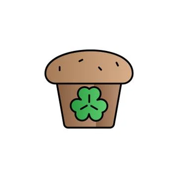 Cupcake, shamrock color gradient vector icon Stock Illustration