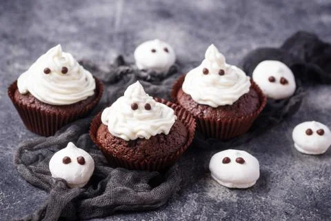 Cupcake in shape of ghost Stock Photos
