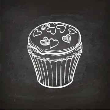 Cupcake sketch on chalkboard. Stock Illustration