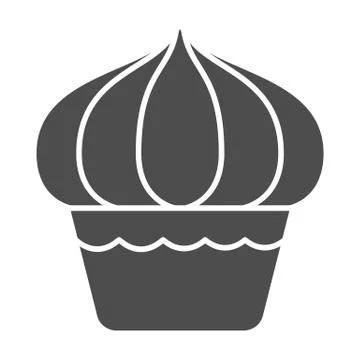 Cupcake solid icon, dessert concept, Muffin sign on white background, sweet 스톡 일러스트