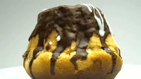 Cupcake is spinning on a plate . Muffin is rotating. Stock Footage 86573041