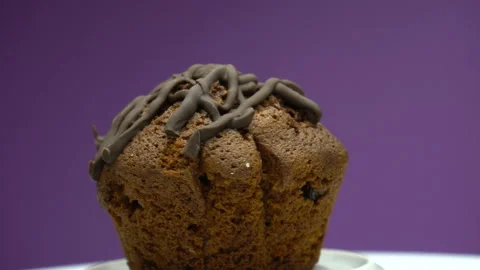 Cupcake is spinning on a plate . Muffin is rotating. Stock Footage 86766643