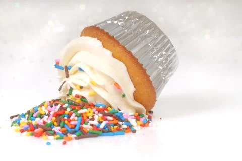 Cupcake with sprinkles Stock Photos