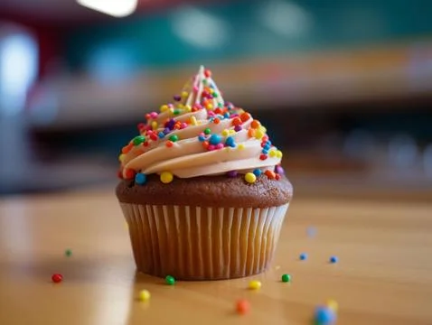 A cupcake with sprinkles Stock Photos