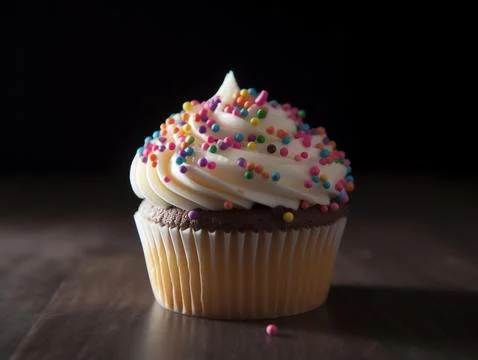 A cupcake with sprinkles Stock Photos