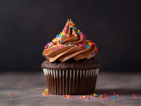A cupcake with sprinkles Stock Photos