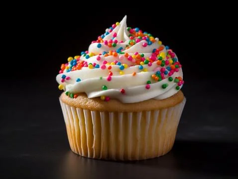 A cupcake with sprinkles Stock Photos
