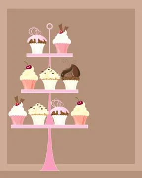 Cupcake stand Stock Illustration