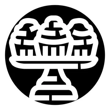 Cupcake stand serving sweet bakery desserts icon Stock Illustration