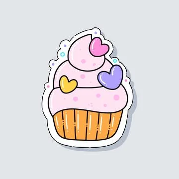Cupcake sticker Stock Illustration