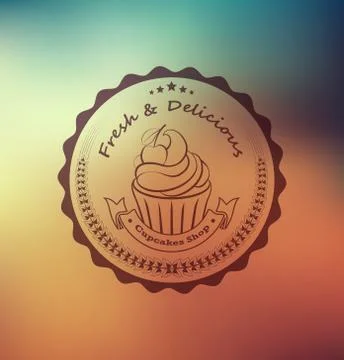 Cupcake sticker label Stock Illustration